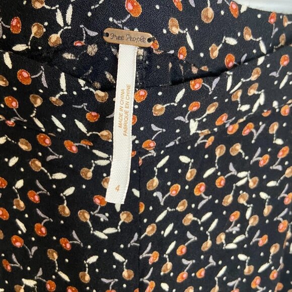 Free People Black Easy Peasy Cherry Crepe Wide Leg-sz 4 - Picture 6 of 8